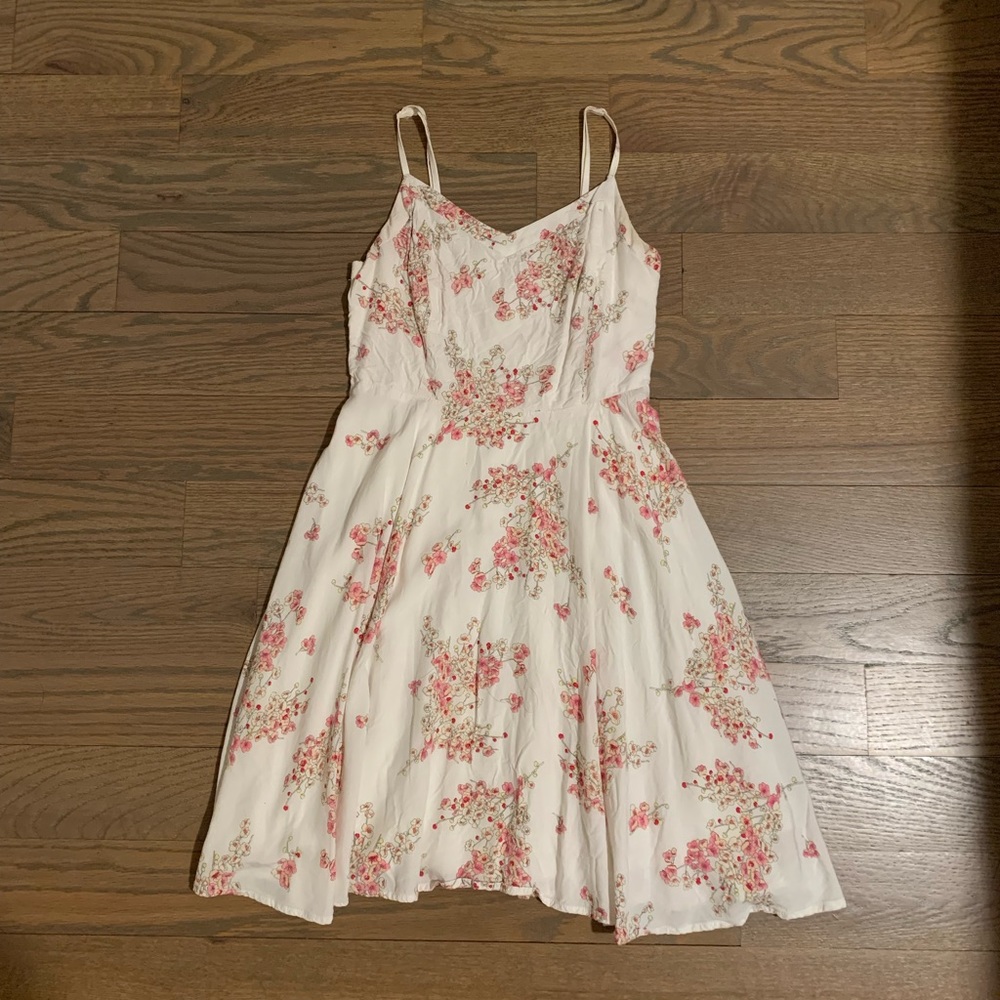 Old Navy White and Pink Floral Mini Dress: Size XS